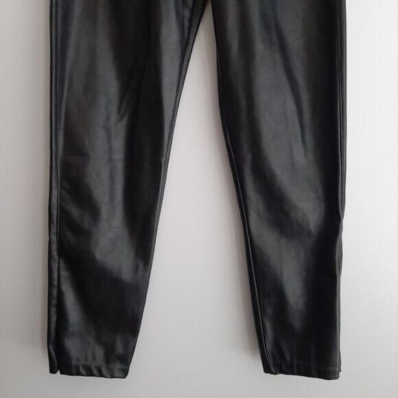 OLD NAVY Faux Leather Skinny Pants Extra High-Waisted Black Ankle Zip Sz 4 Tall - Picture 5 of 14